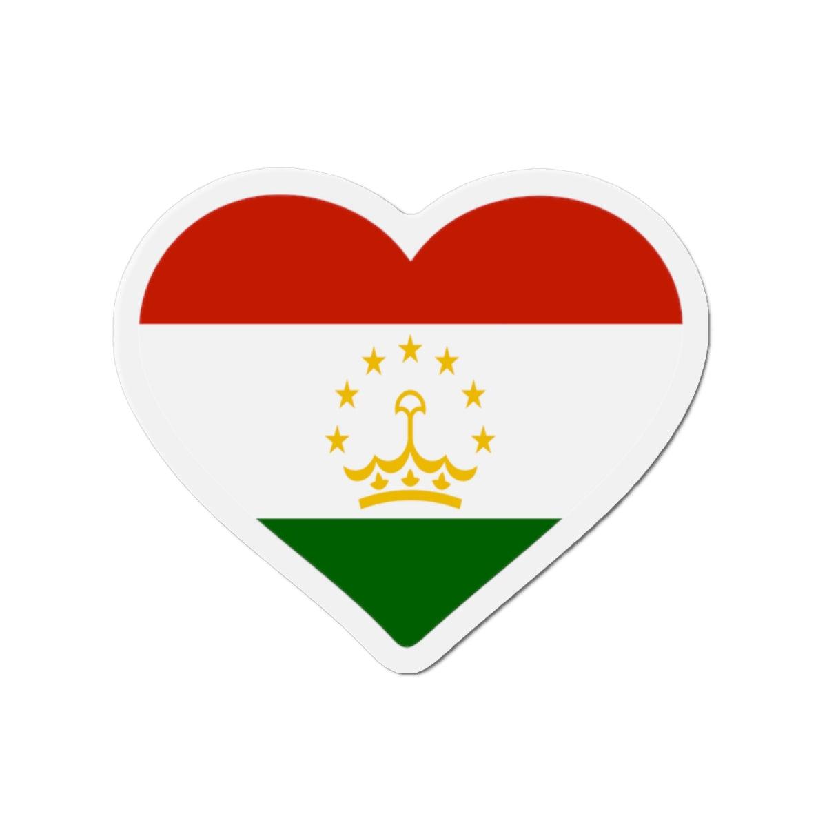 Aimant Coeur Drapeau du Tadjikistan en plusieurs tailles - Pixelforma 