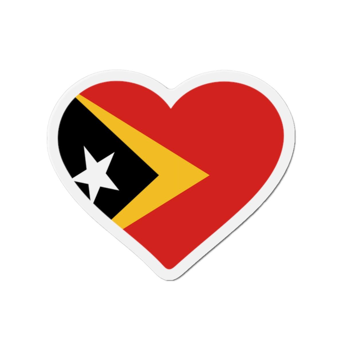 Aimant Coeur Drapeau du Timor oriental en plusieurs tailles - Pixelforma