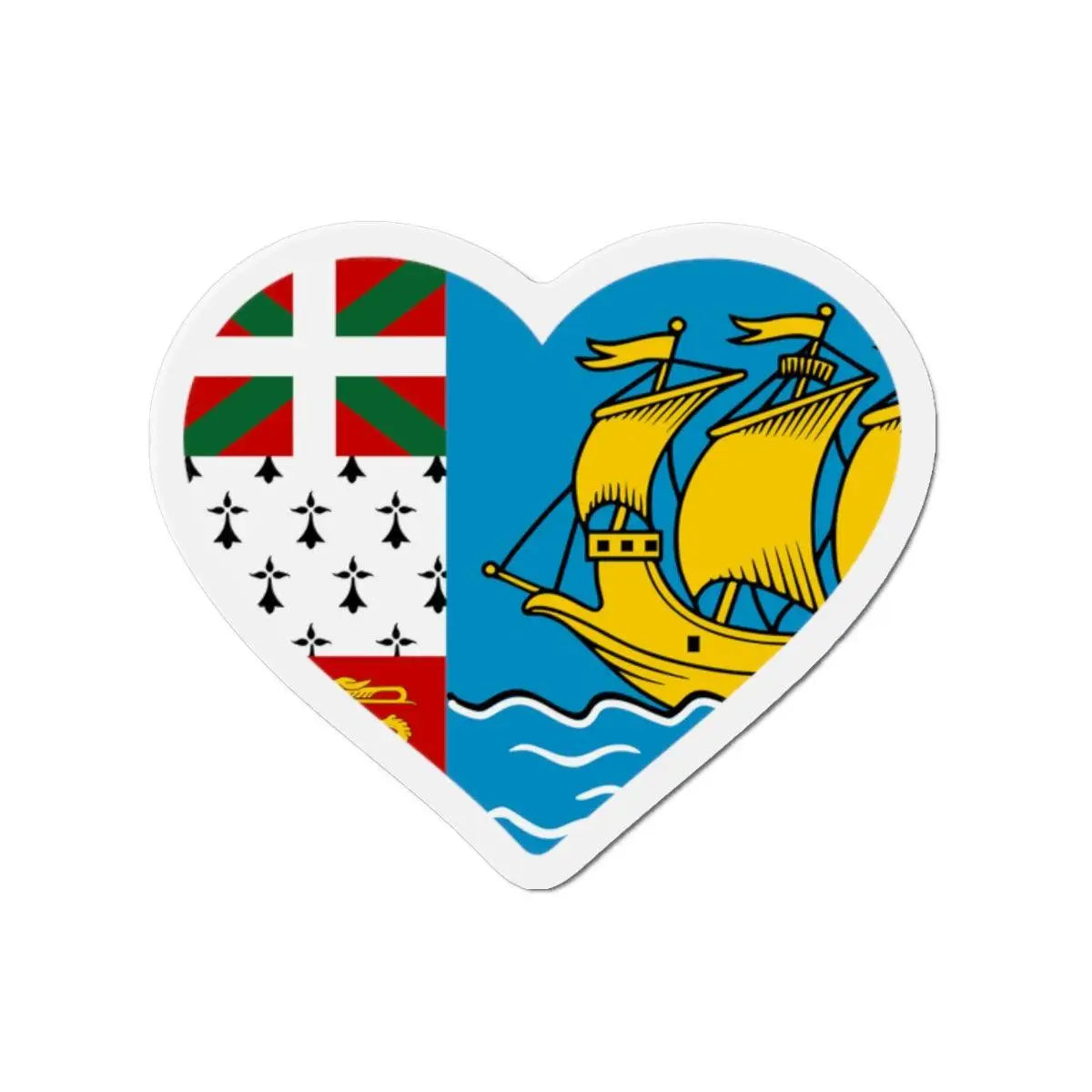 Aimant cœur drapeau saint-pierre-et-miquelon décoratif