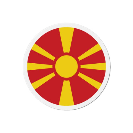 Aimant Rond Drapeau de la Macédoine du Nord en plusieurs tailles - Pixelforma 