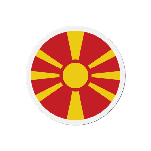 Aimant Rond Drapeau de la Macédoine du Nord en plusieurs tailles - Pixelforma 