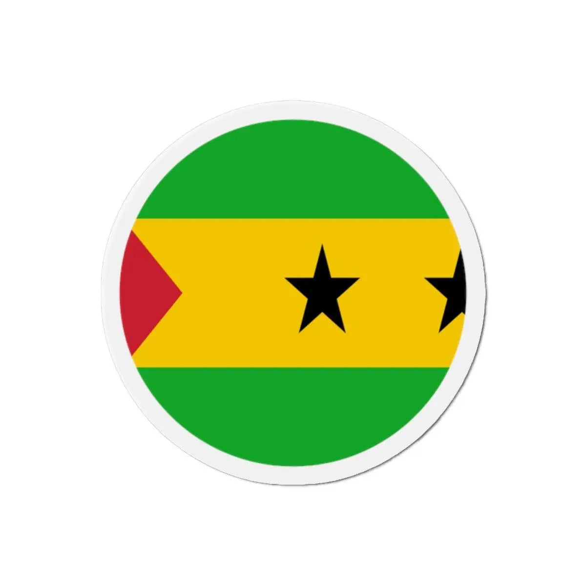 Aimant Rond Drapeau de Sao Tomé-et-Principe en plusieurs tailles - Pixelforma 