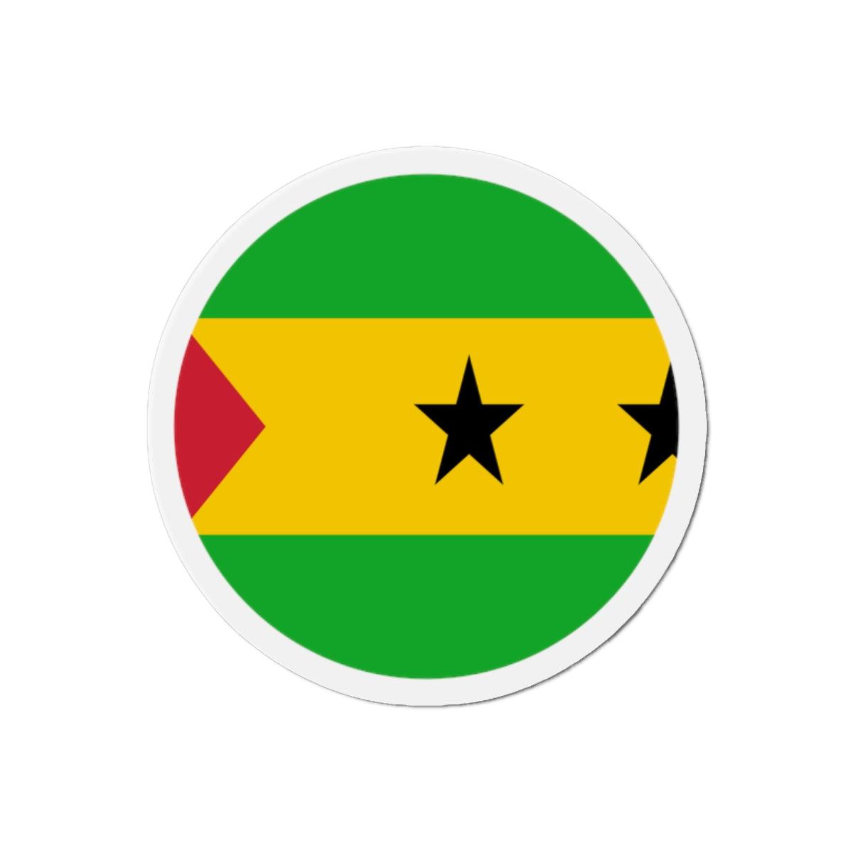 Aimant Rond Drapeau de Sao Tomé-et-Principe en plusieurs tailles - Pixelforma 