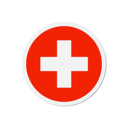 Aimant rond drapeau suisse en métal finition brillante