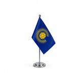 Drapeau Bureau du Commonwealth modèle Argent avec mât et socle en acier inoxydable
