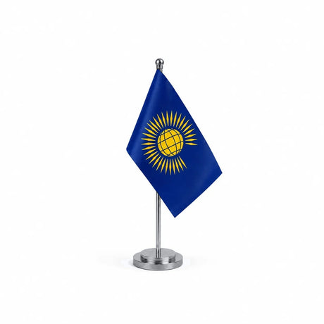 Drapeau Bureau du Commonwealth modèle Argent avec mât et socle en acier inoxydable