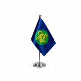 Drapeau Bureau de la Communauté de développement d'Afrique australe modèle Argent avec mât et socle en acier inoxydable