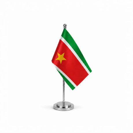 Drapeau bureau de Guadeloupe modèle Argent avec mât et socle en acier inoxydable