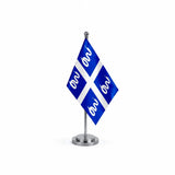 Drapeau bureau de la Martinique modèle Argent avec mât et socle en acier inoxydable