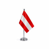 Drapeau bureau de l'Autriche modèle Argent avec mât et socle en acier inoxydable
