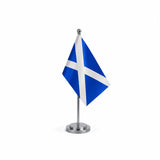 Drapeau bureau de l'Écosse modèle Argent avec mât et socle en acier inoxydable