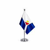 Drapeau bureau de Saint-Martin modèle Argent avec mât et socle en acier inoxydable