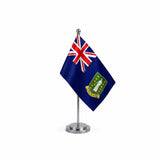 Drapeau bureau des îles Vierges britanniques modèle Argent avec mât et socle en acier inoxydable