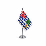 Drapeau bureau du Territoire britannique de l'océan Indien modèle Argent avec mât et socle en acier inoxydable
