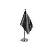 Drapeau Bureau Gris Noir modèle Argent avec mât et socle en acier inoxydable