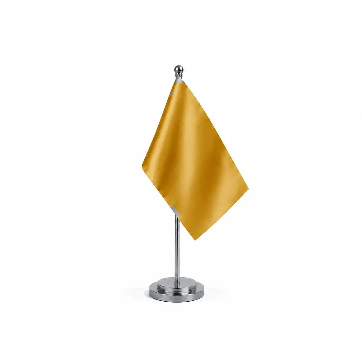 Drapeau Bureau Orange modèle Argent avec mât et socle en acier inoxydable