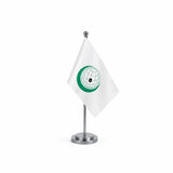 Drapeau Bureau de l'Organisation de la coopération islamique modèle Argent avec mât et socle en acier inoxydable