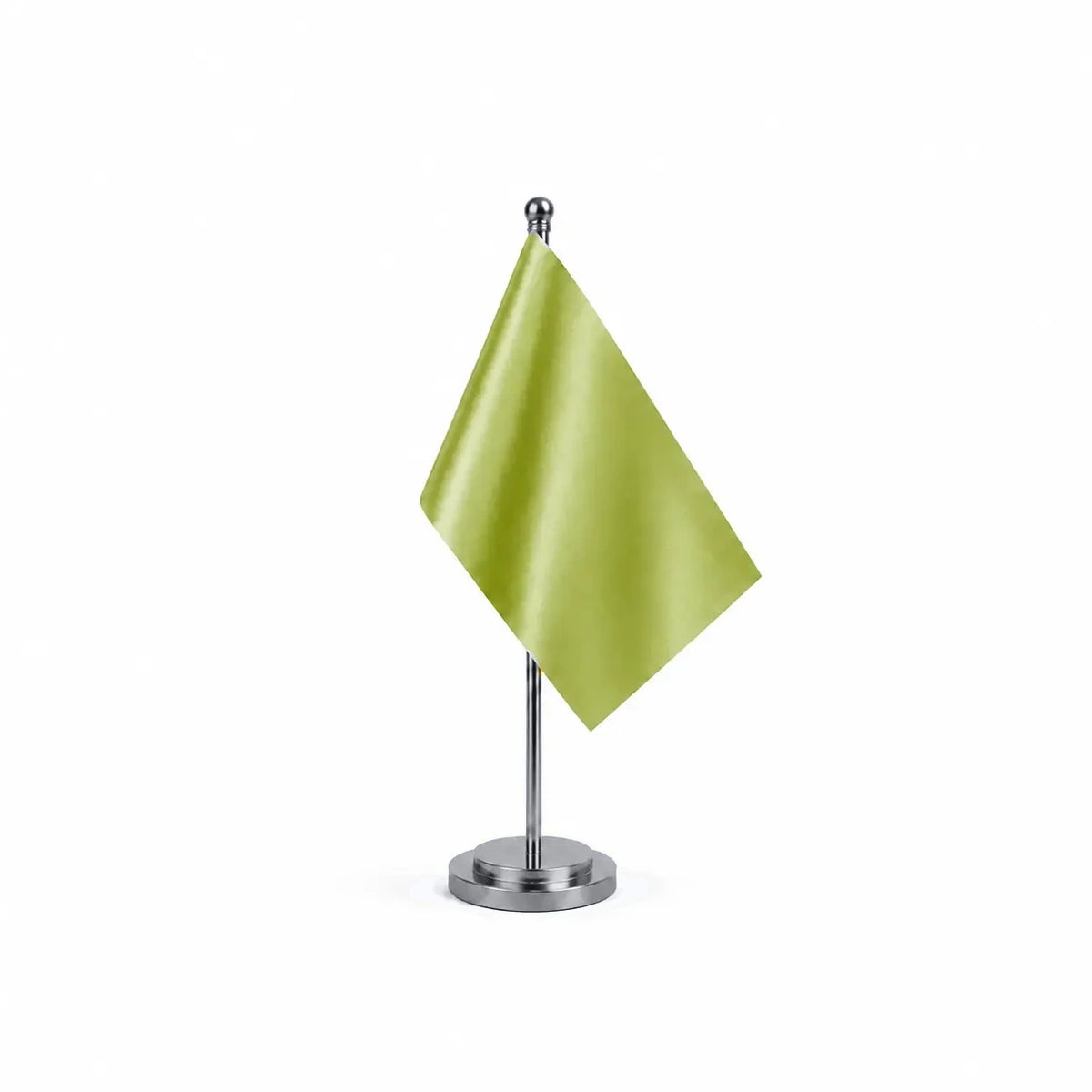 Drapeau Bureau Vert Clair modèle Argent avec mât et socle en acier inoxydable