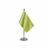 Drapeau Bureau Vert Clair modèle Argent avec mât et socle en acier inoxydable