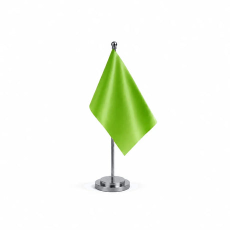 Drapeau Bureau Vert modèle Argent avec mât et socle en acier inoxydable