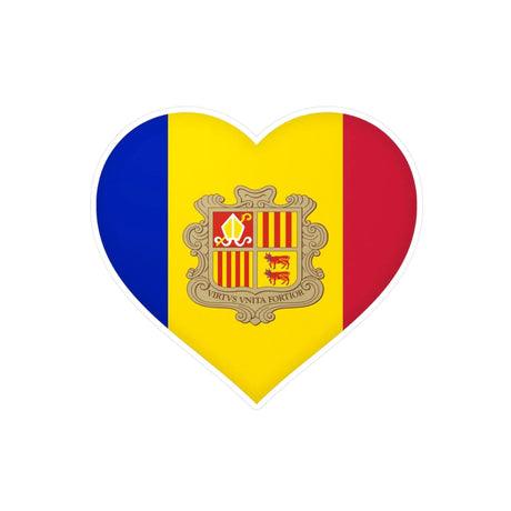 Autocollant cœur drapeau andorre pvc facile à appliquer