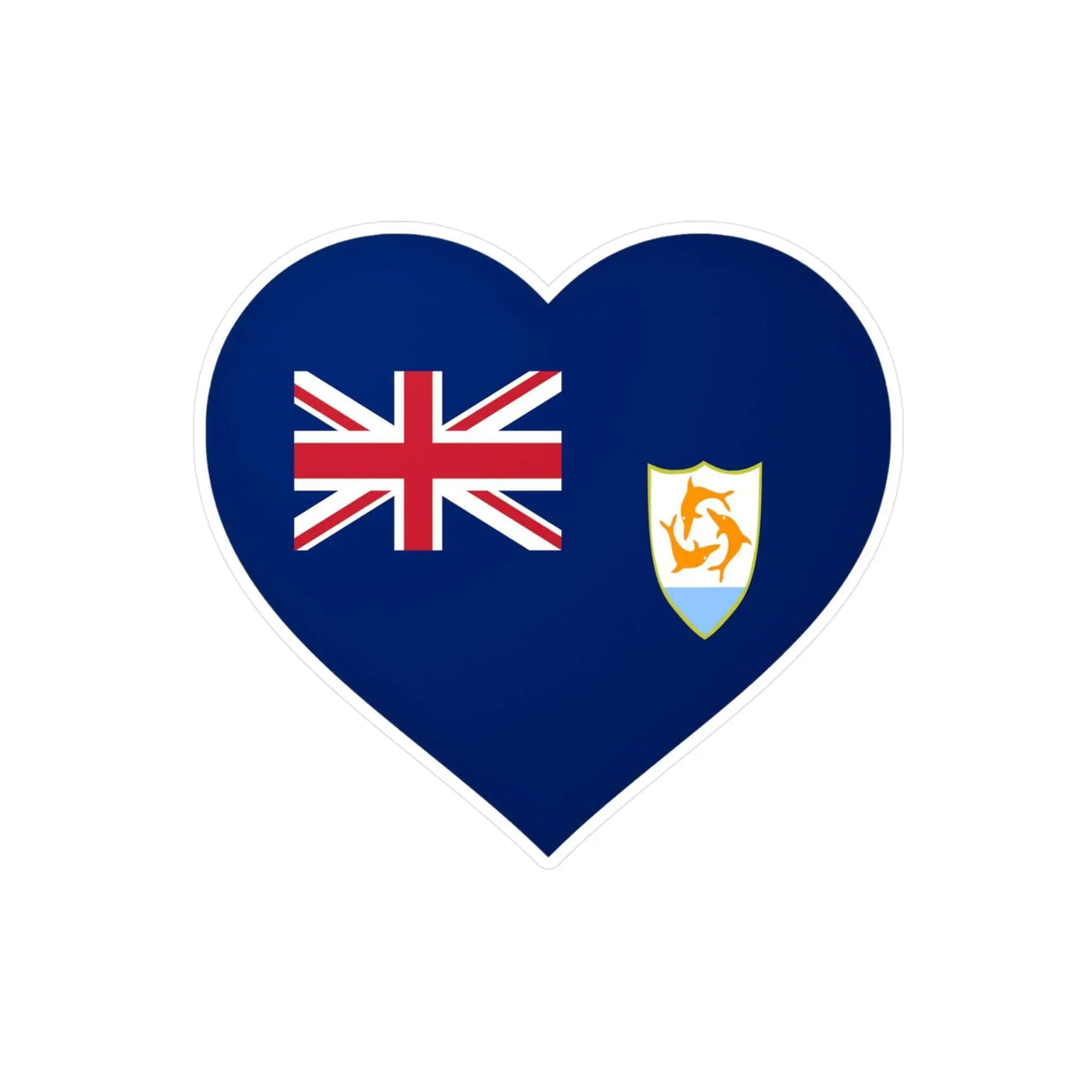 Autocollant coeur drapeau anguilla pvc forme décorative