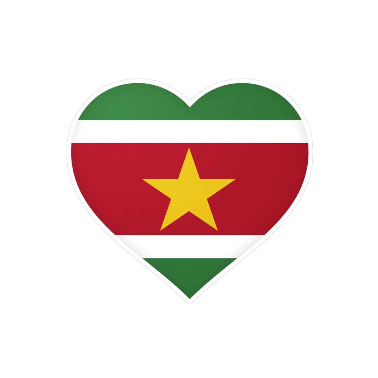 Autocollant cœur drapeau suriname en pvc décoratif