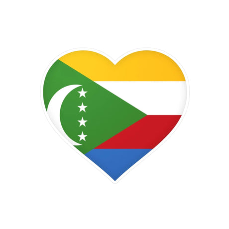 Autocollant drapeau comores forme cœur pvc résistant
