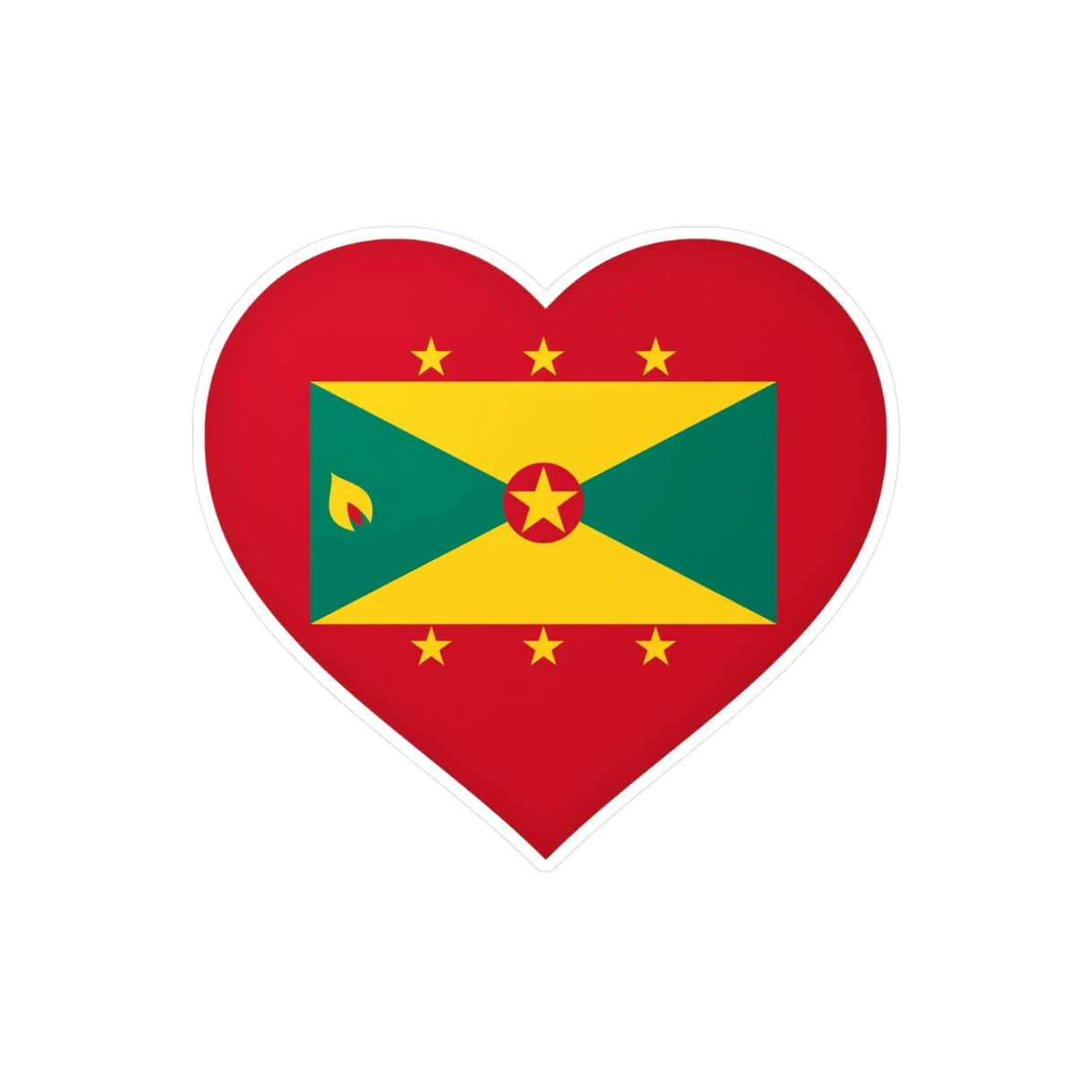 Autocollant drapeau grenade forme cœur pvc résistant