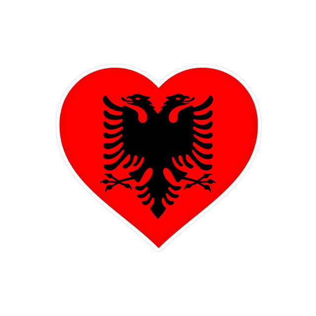 Autocollant en coeur Drapeau de l'Albanie en plusieurs tailles - Pixelforma