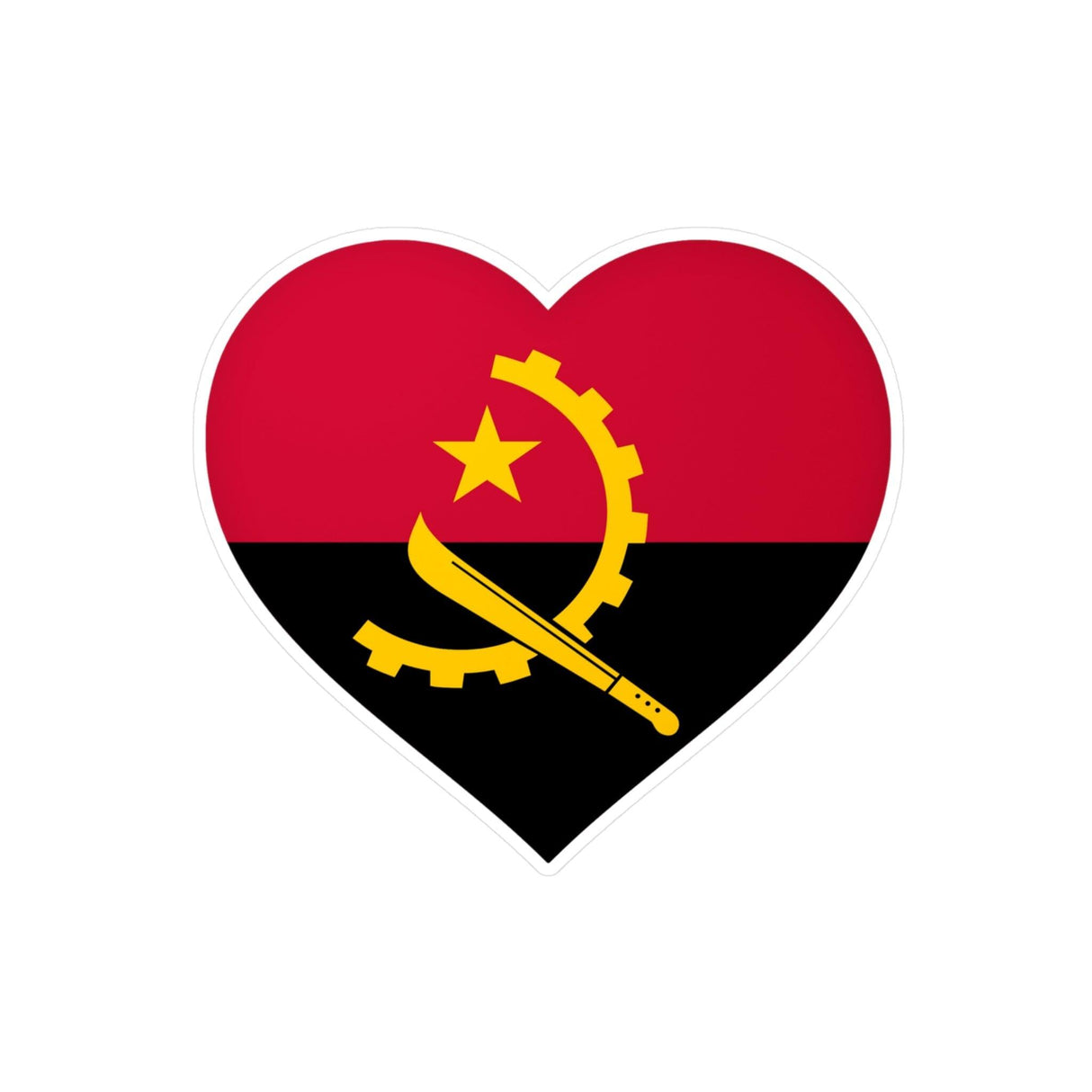 Autocollant en coeur Drapeau de l'Angola en plusieurs tailles - Pixelforma