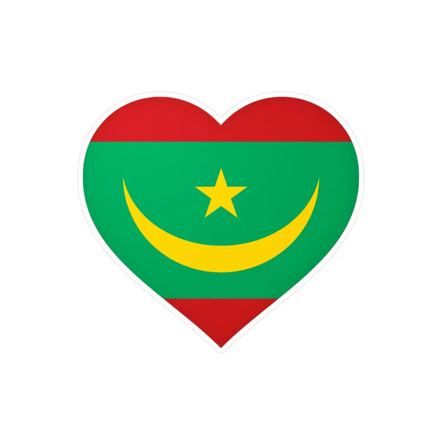 Autocollant en coeur Drapeau de la Mauritanie en plusieurs tailles - Pixelforma 