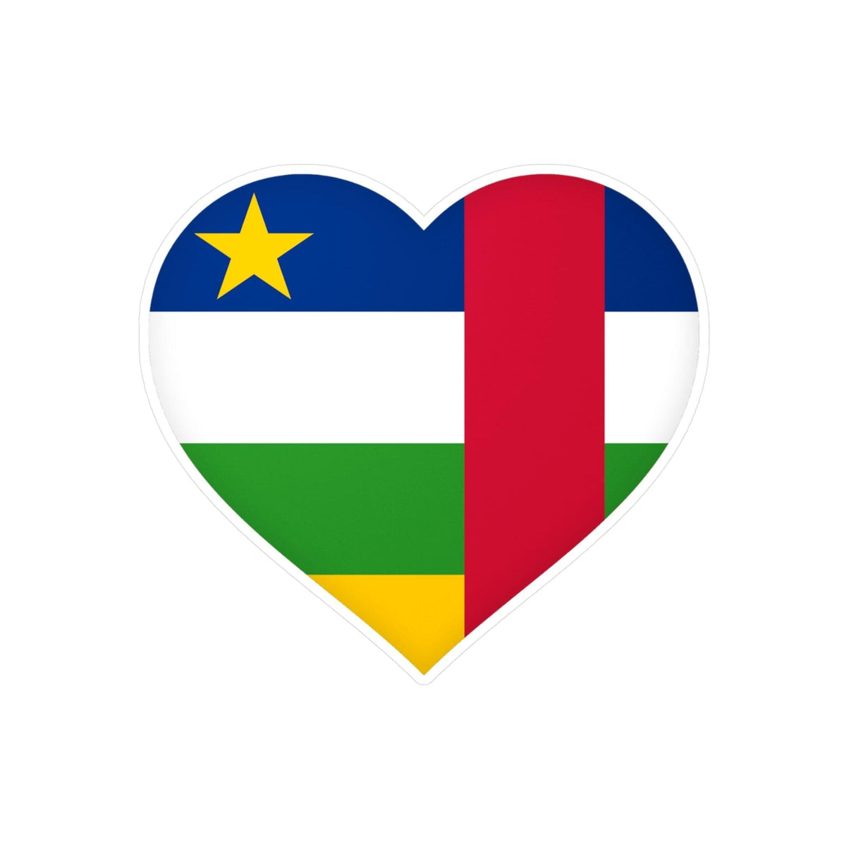 Autocollant en coeur Drapeau de la République centrafricaine en plusieurs tailles - Pixelforma