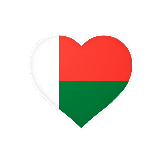 Autocollant en coeur Drapeau de Madagascar en plusieurs tailles - Pixelforma