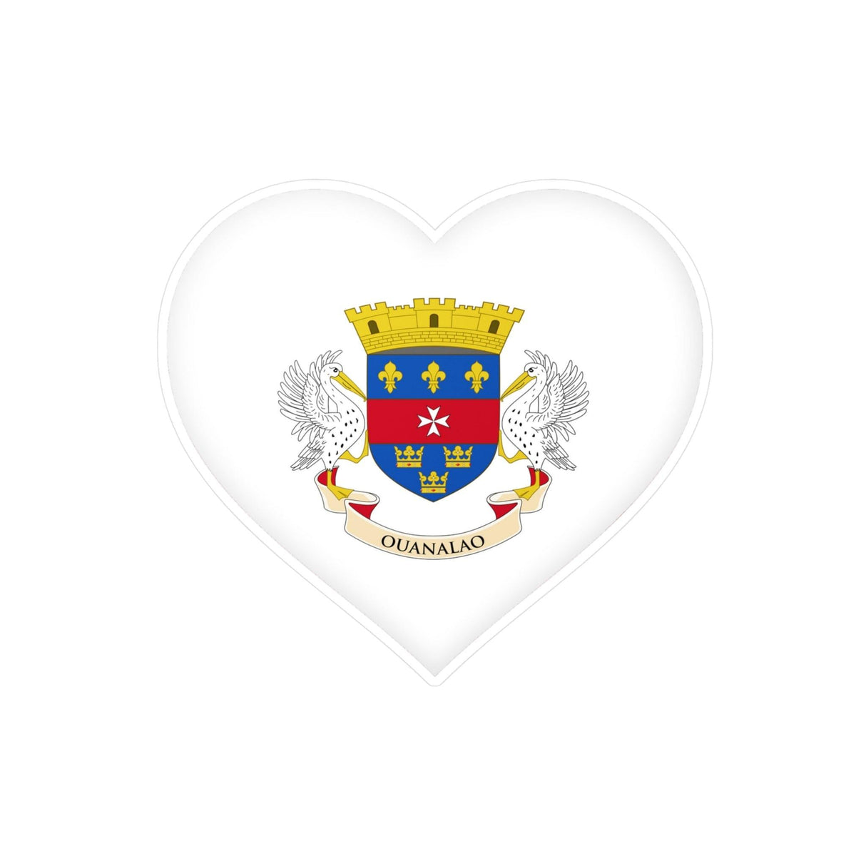 Autocollant en coeur Drapeau de Saint-Barthélemy en plusieurs tailles - Pixelforma