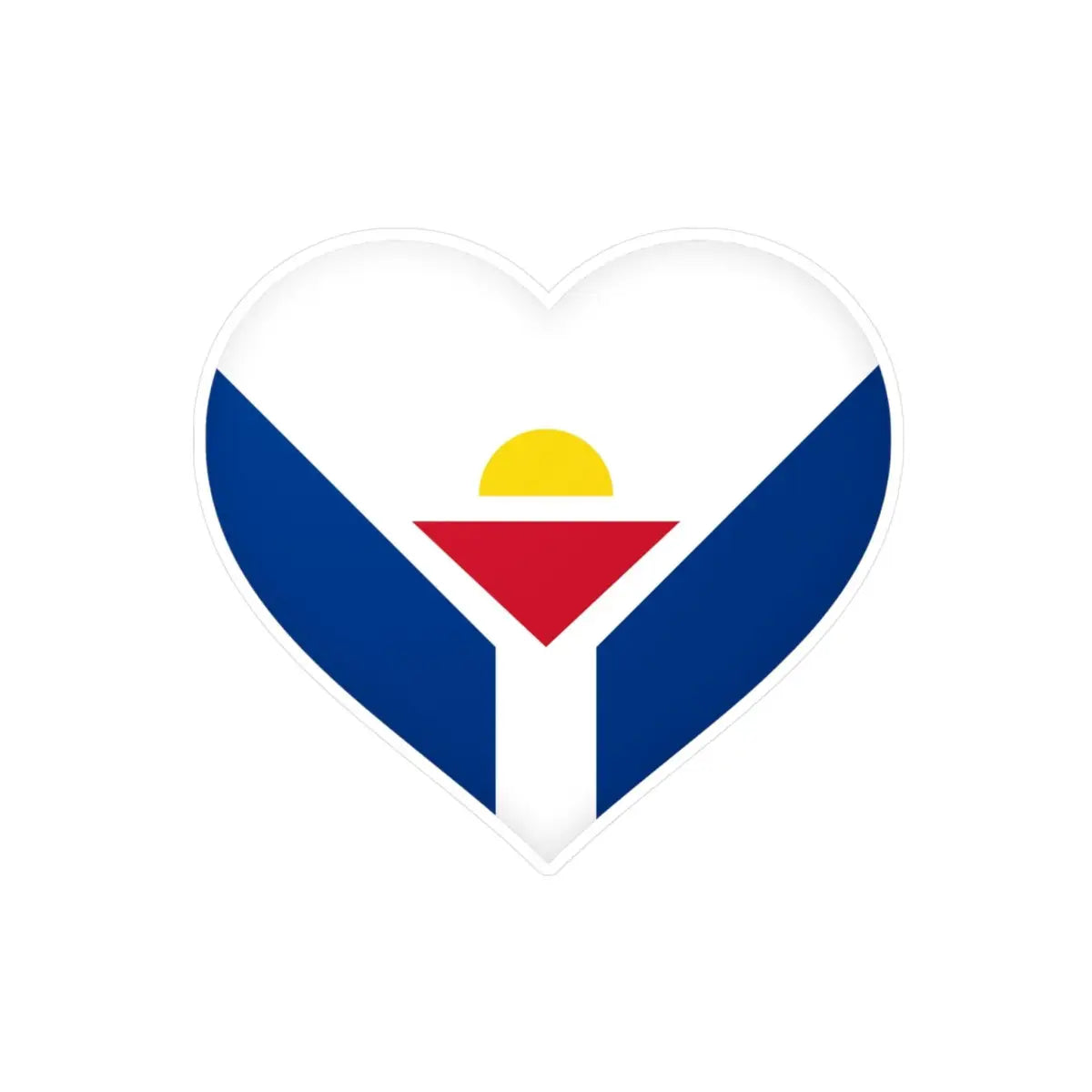 Autocollant en coeur Drapeau de Saint-Martin (Antilles françaises) en plusieurs tailles - Pixelforma 