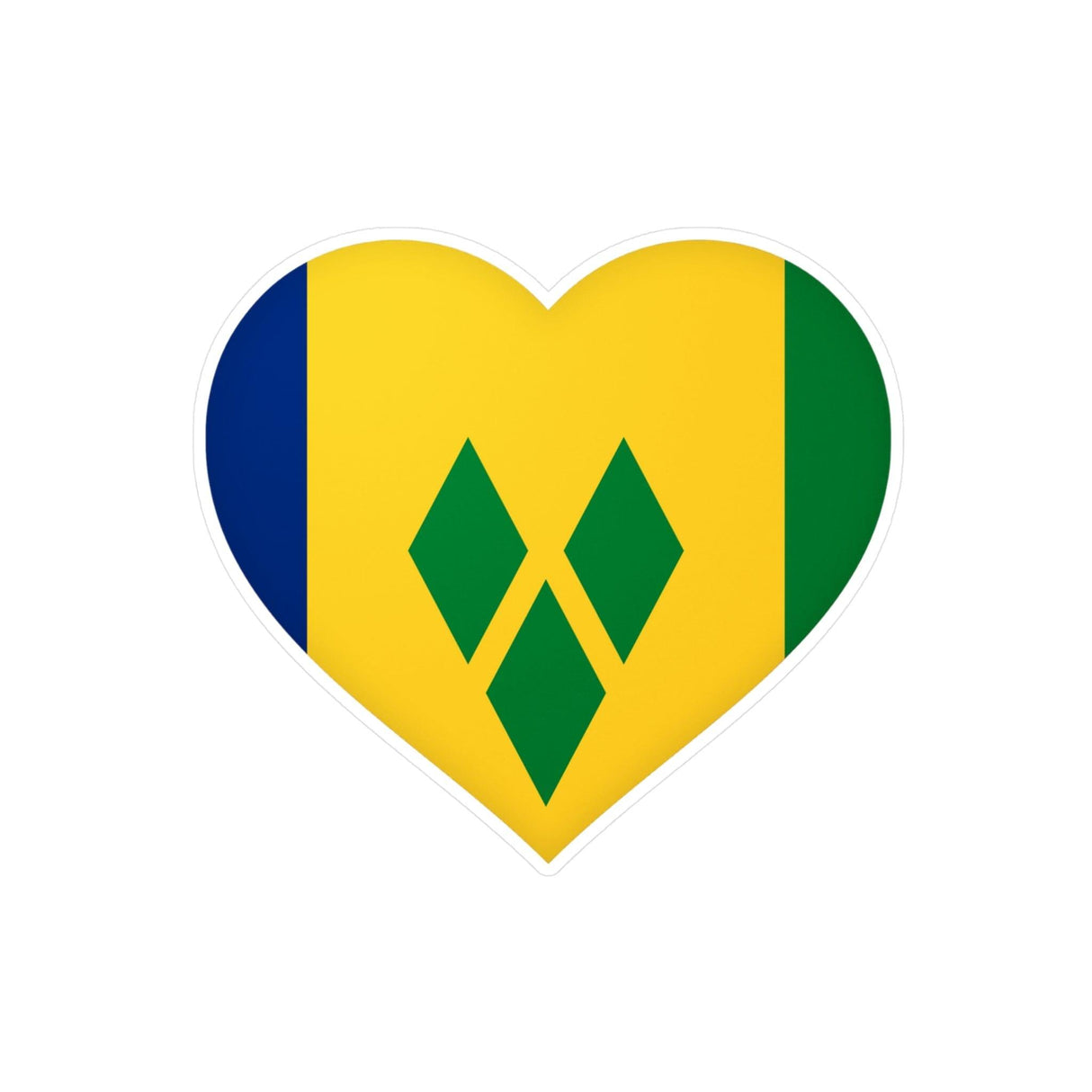 Autocollant en coeur Drapeau de Saint-Vincent-et-les-Grenadines en plusieurs tailles - Pixelforma