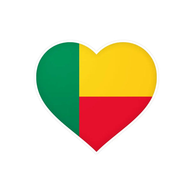 Autocollant en coeur Drapeau du Bénin en plusieurs tailles - Pixelforma 