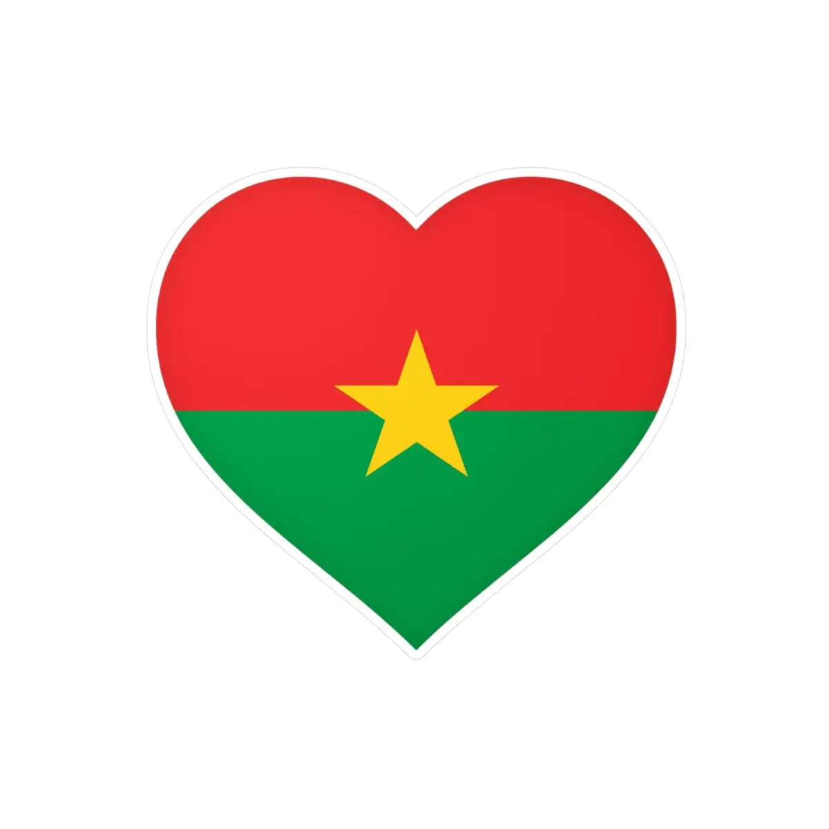 Autocollant en coeur Drapeau du Burkina Faso en plusieurs tailles - Pixelforma 