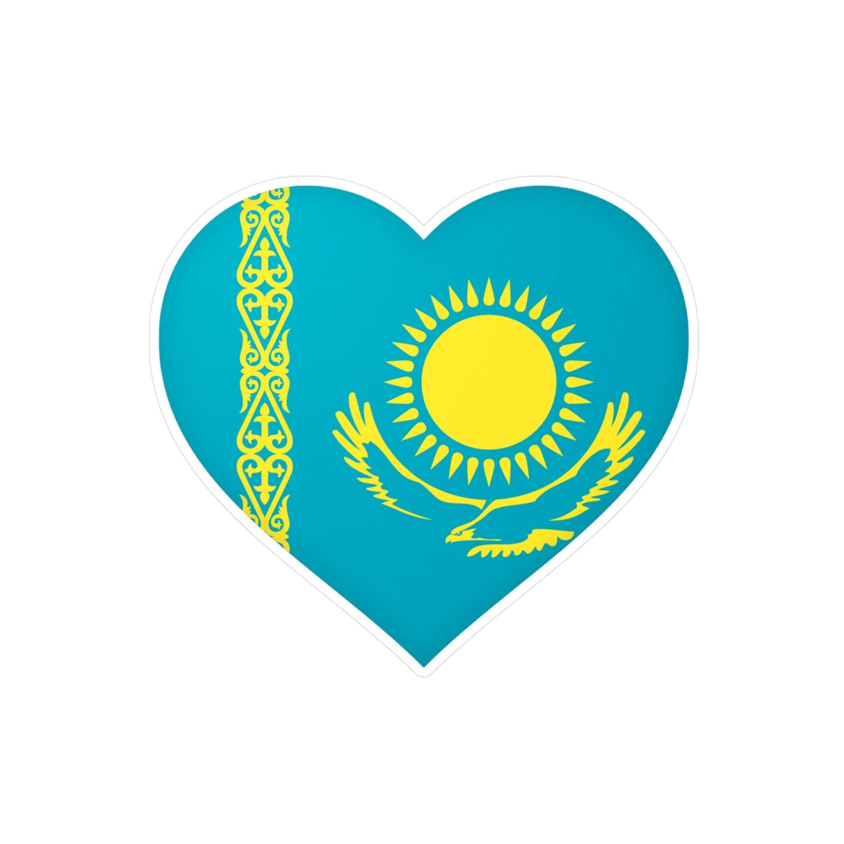 Autocollant en coeur Drapeau du Kazakhstan en plusieurs tailles - Pixelforma