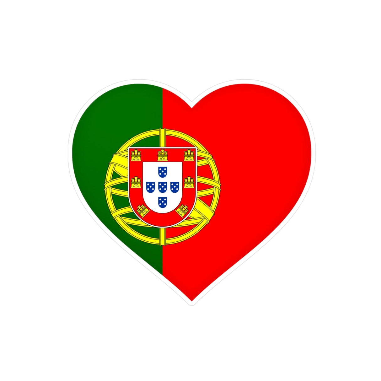 Autocollant en coeur Drapeau du Portugal en plusieurs tailles - Pixelforma