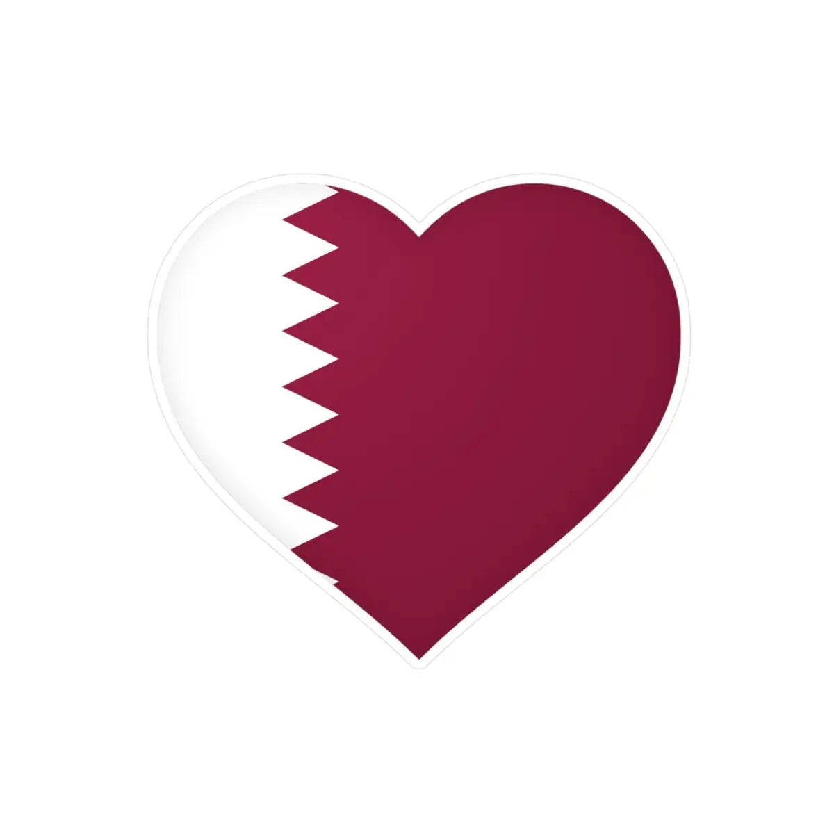 Autocollant en coeur Drapeau du Qatar en plusieurs tailles - Pixelforma 