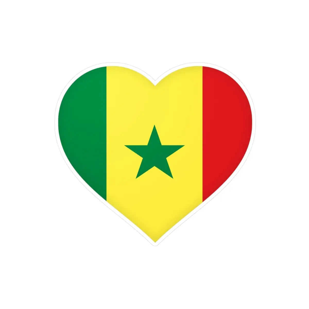 Autocollant en coeur Drapeau du Sénégal en plusieurs tailles - Pixelforma 