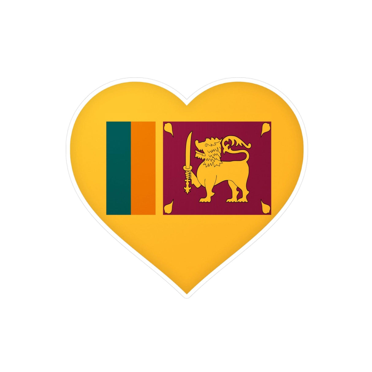 Autocollant en coeur Drapeau du Sri Lanka en plusieurs tailles - Pixelforma