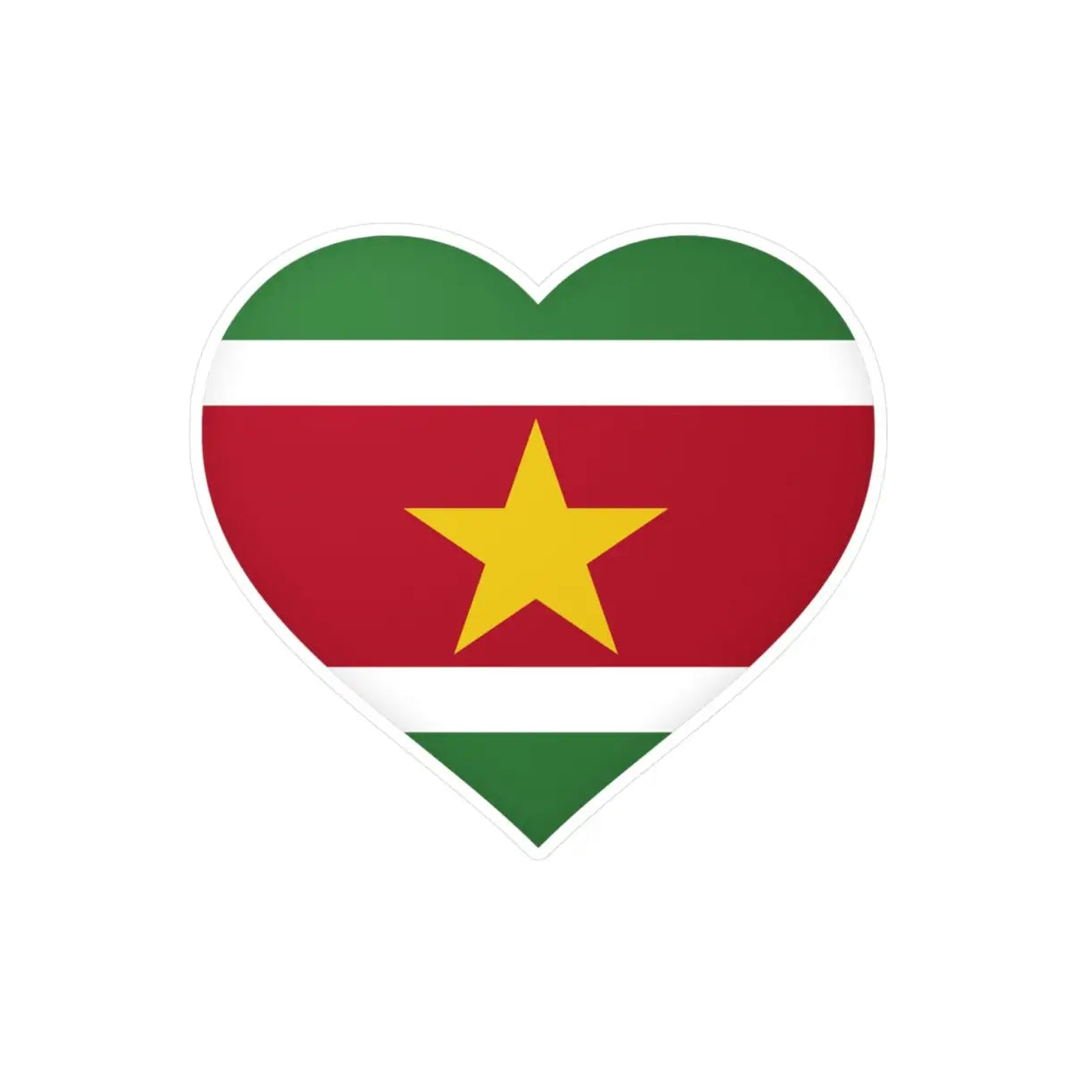 Autocollant en coeur Drapeau du Suriname en plusieurs tailles - Pixelforma 