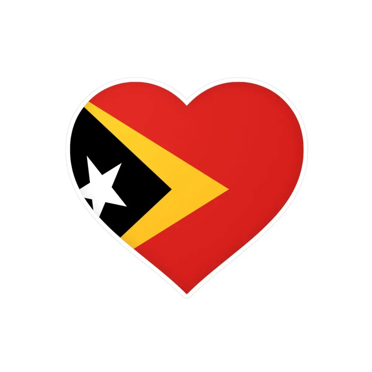 Autocollant en coeur Drapeau du Timor oriental en plusieurs tailles - Pixelforma 