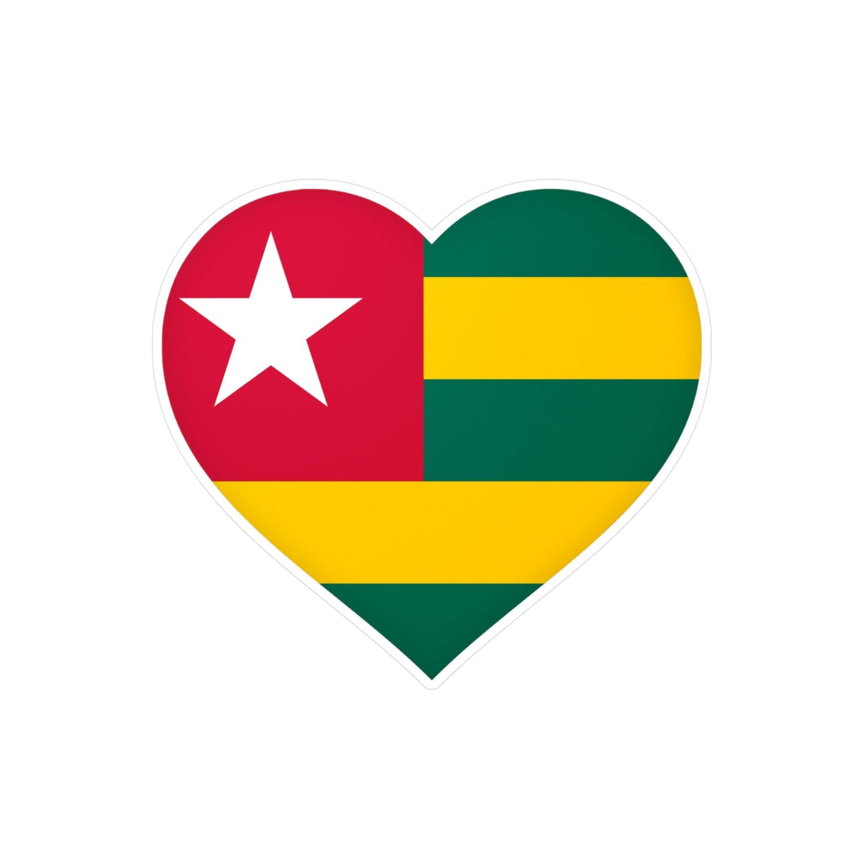 Autocollant en coeur Drapeau du Togo en plusieurs tailles - Pixelforma