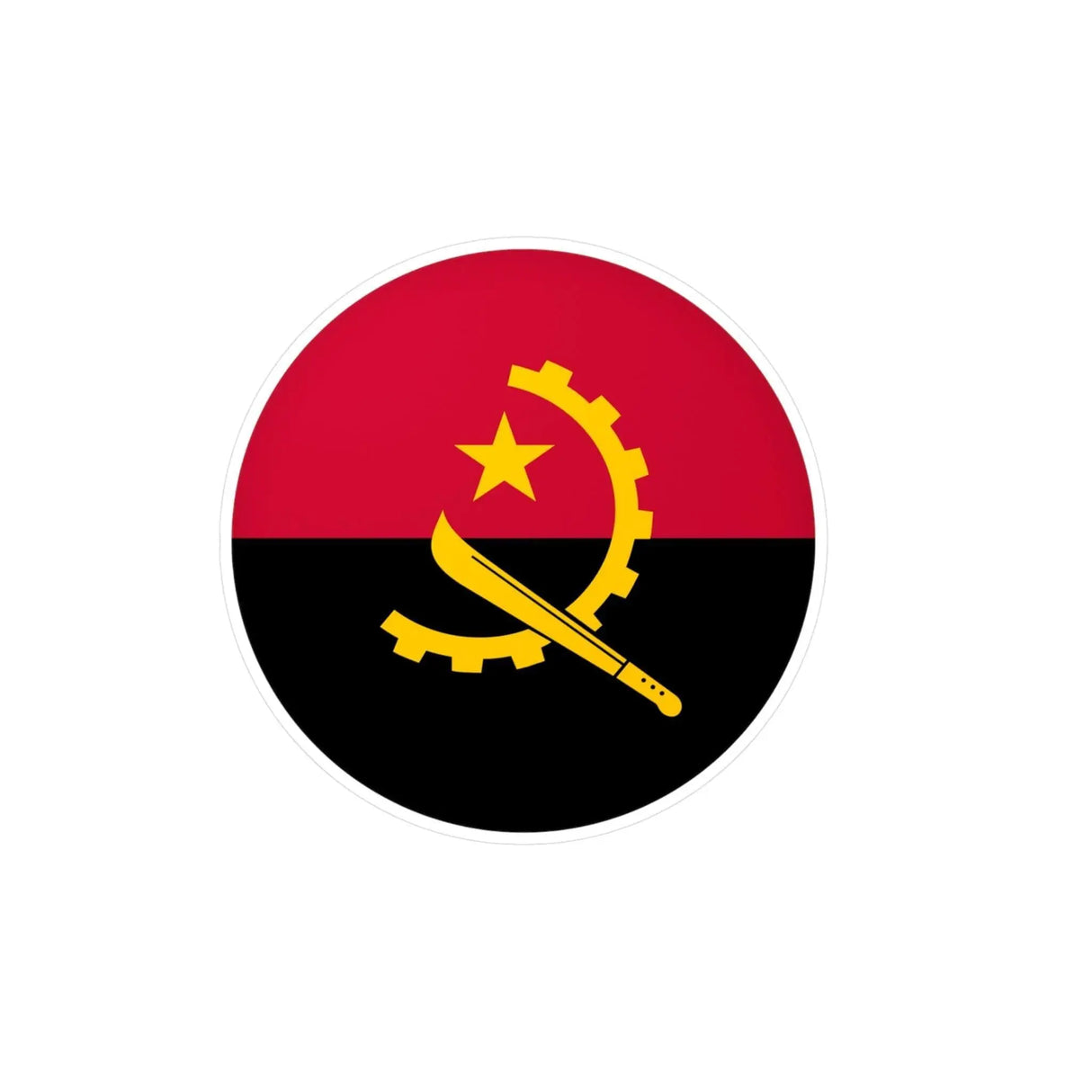Autocollant rond drapeau angola résistant en pvc