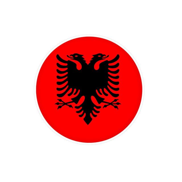 Autocollant rond Drapeau de l'Albanie en plusieurs tailles - Pixelforma 