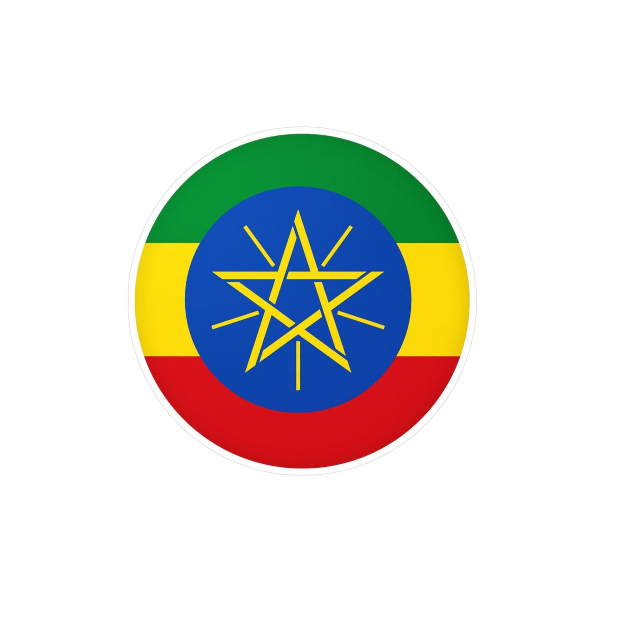 Autocollant rond Drapeau de l'Éthiopie en plusieurs tailles - Pixelforma 